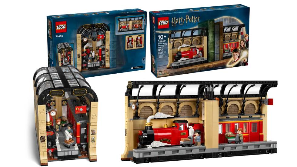 LEGO Harry Potter Book Nook Hogwarts Express (76450) summer set for 2025 with the set folded as a nook to represent the interior of the Hogwarts Express and Platform 9 3/4