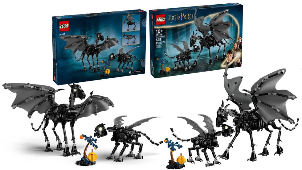 LEGO Harry Potter Thestral Family (76458) summer set for 2025 with two models of Thestrals, a baby and his mother, as well as a small flower for a bit of scenery