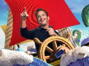 LEGO Masters Returns for Season 5 on May 19 LEGO Masters Season 5 FOX featuring host Will Arnett in a LEGO scenery consisting of a ship made of LEGO bricks, complete with a helm and a giant sail that is flying, while Arnett points out to the distance with a smile on his face.